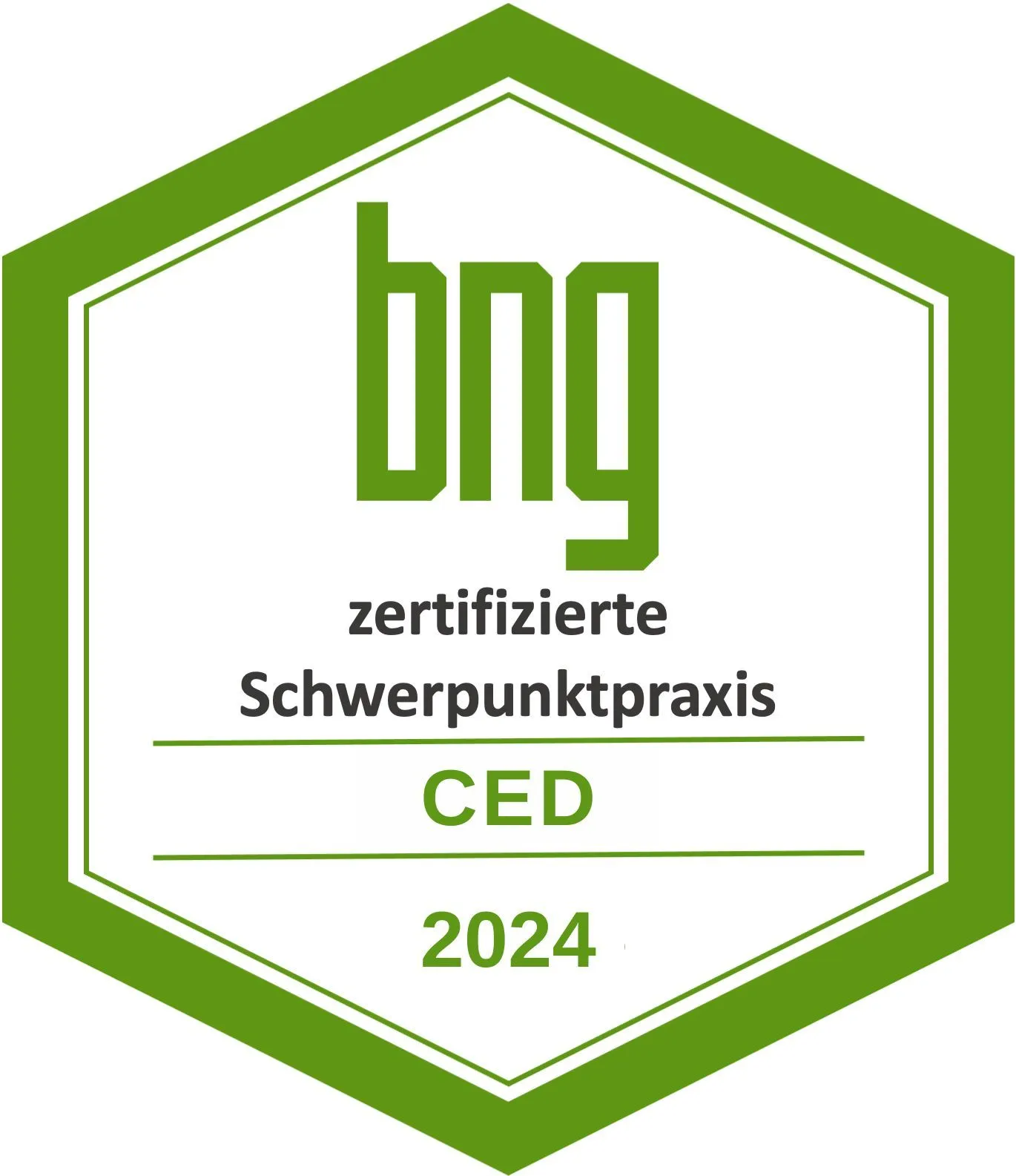 Siegel zertifizierte CED-Schwerpunktpraxis des bng, 2024