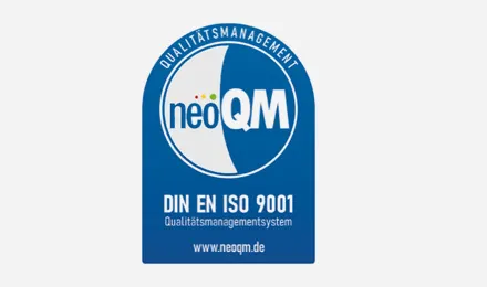 Siegel neoQM: zertifiziert nach DIN EN ISO 9001